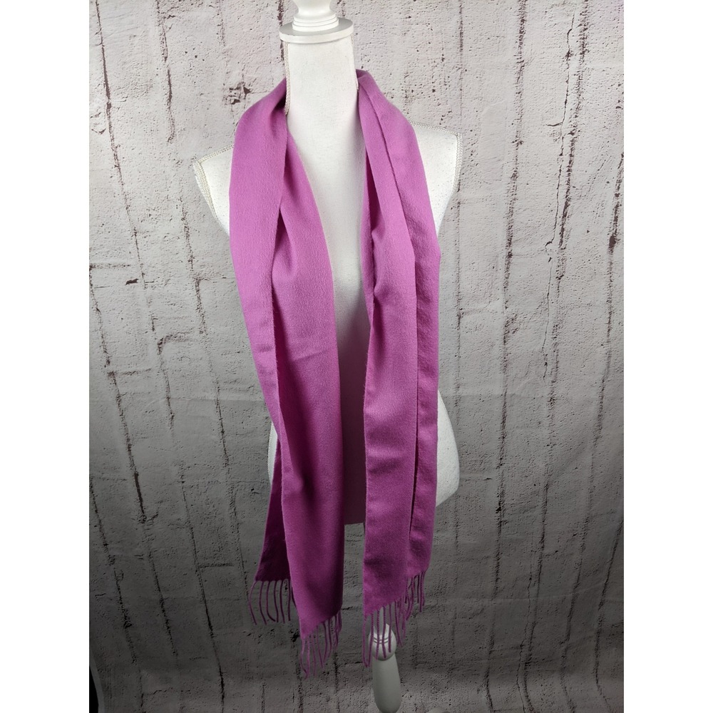 Coach 1941 Pink Wool Cashmere Scarf Fringe Trim Made in Italy Rectangular Wrap